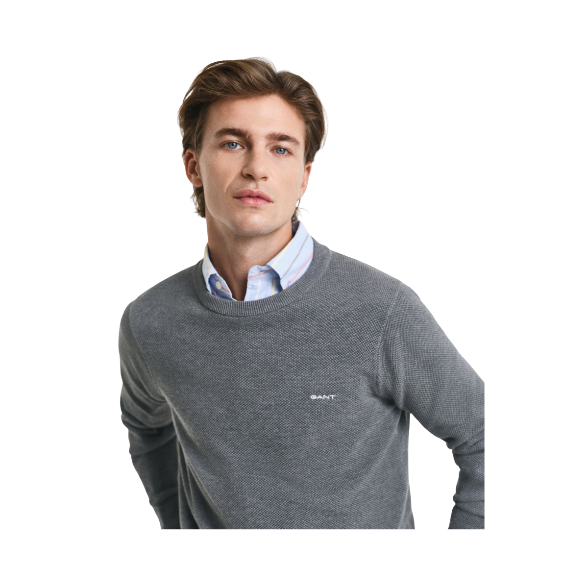 Cotton Pique C-Neck - Dark Grey