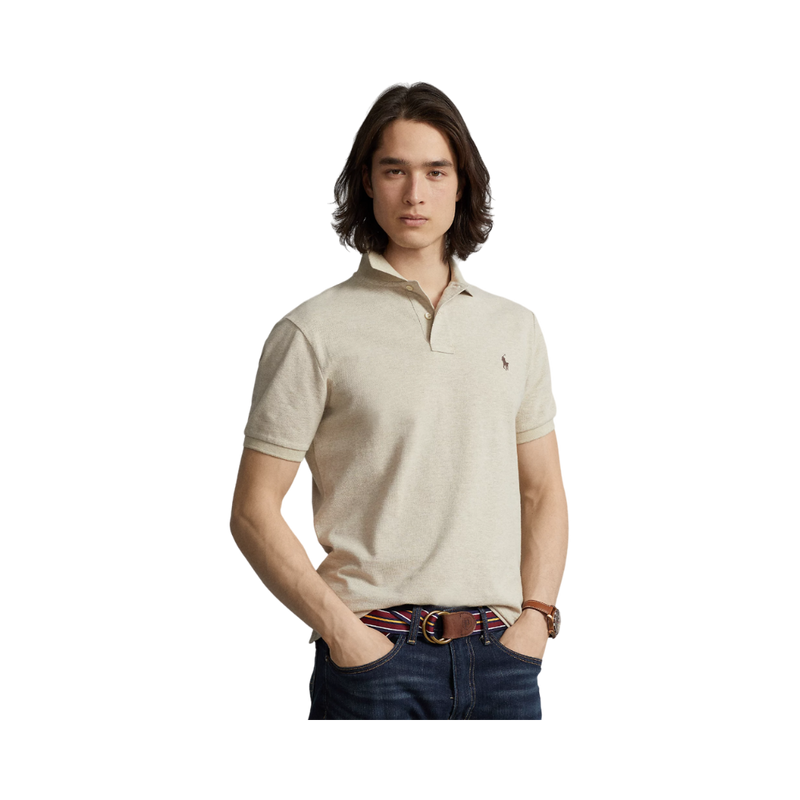 Custom Slim Fit Mesh Polo Shirt - Beige
