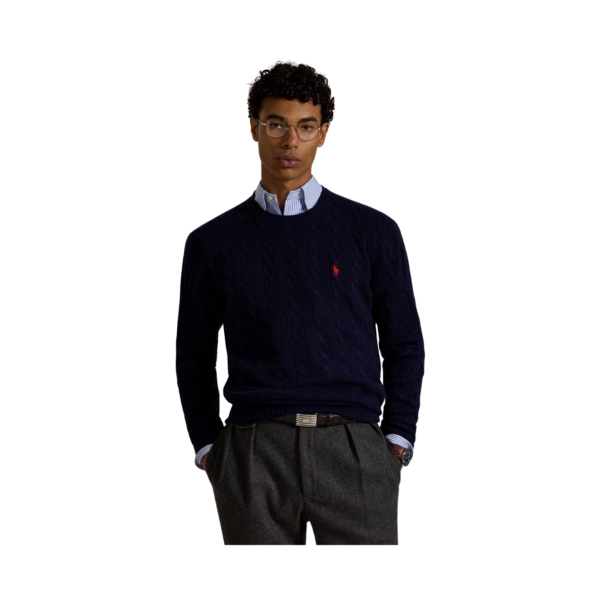 Cable-Knit Wool-Cashmere Sweater - Hunter Navy