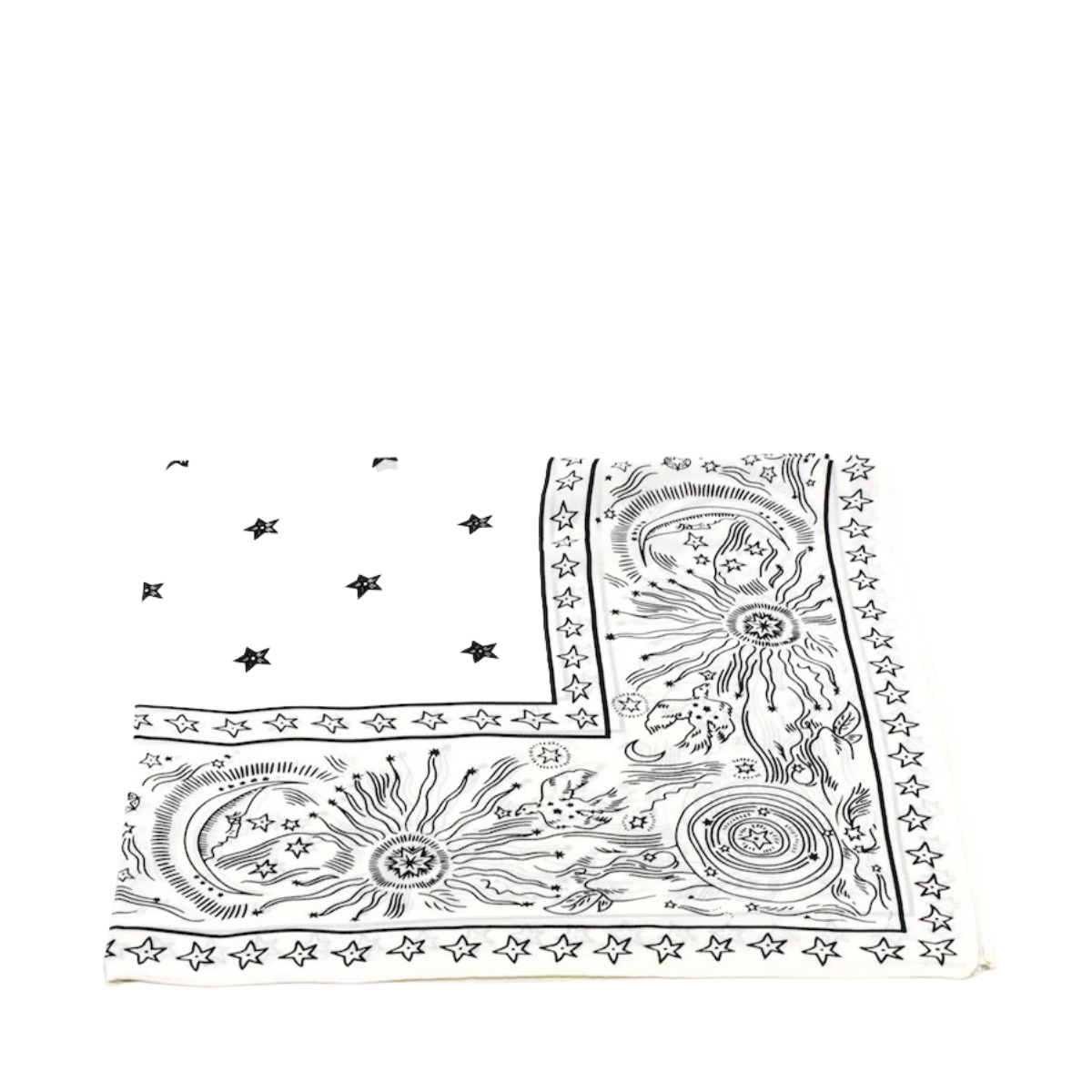 Budapest silk scarf w stars - White
