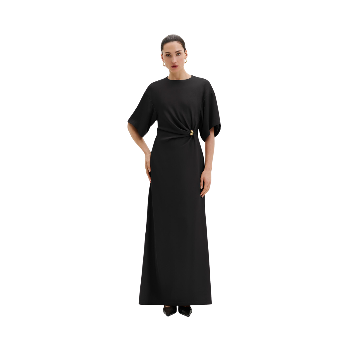 Zilla Brooch Detailed Maxi Dress - Black