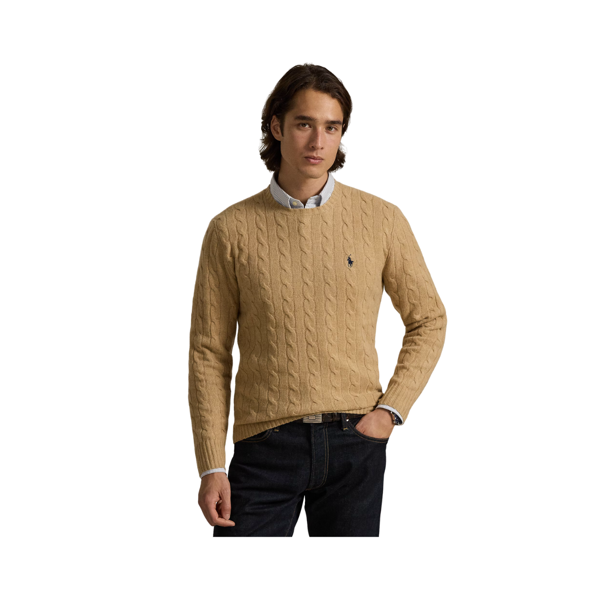 Cable-Knit Wool-Cashmere Sweater - Camel Melange