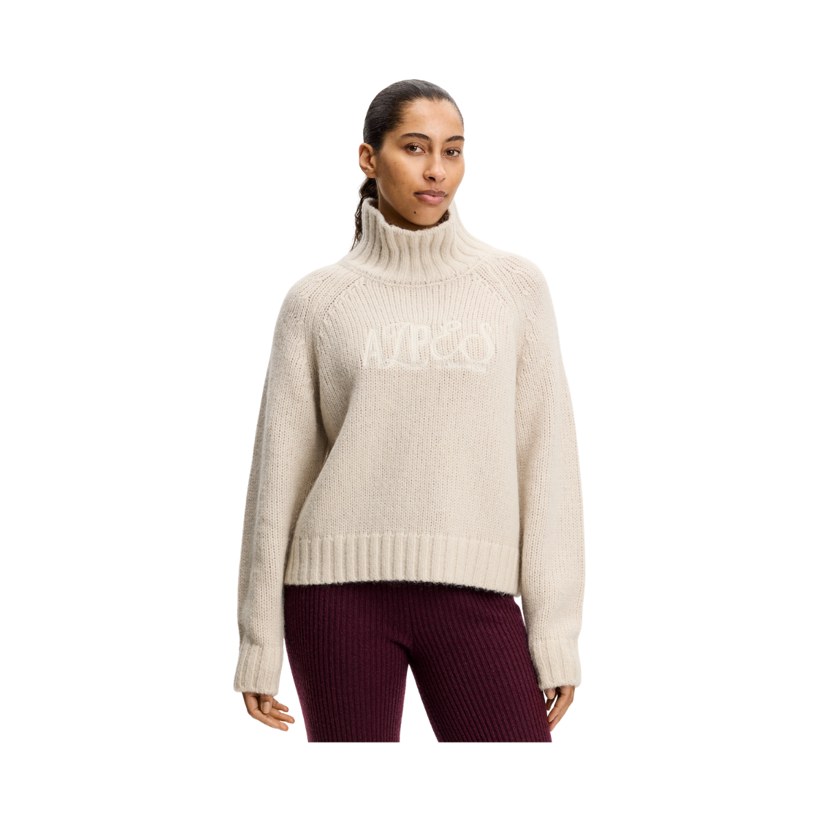 April Chunky Knit Turtleneck - Moonbeam