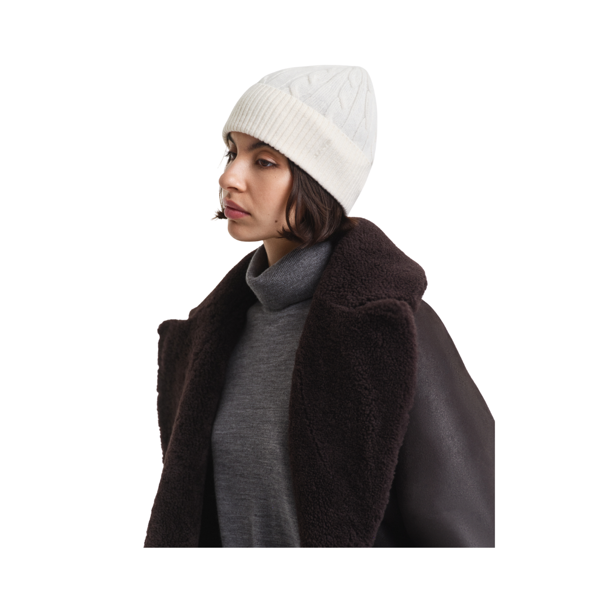 Wool Cable Beanie - 130 Cream