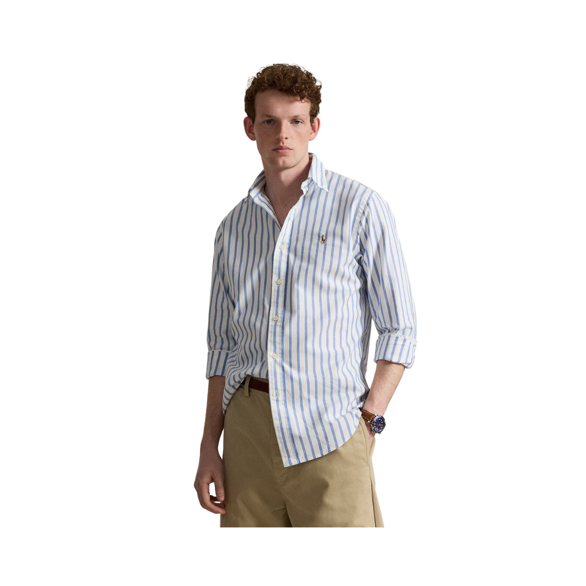 Long Sleeve Sport Shirt - Blue/White
