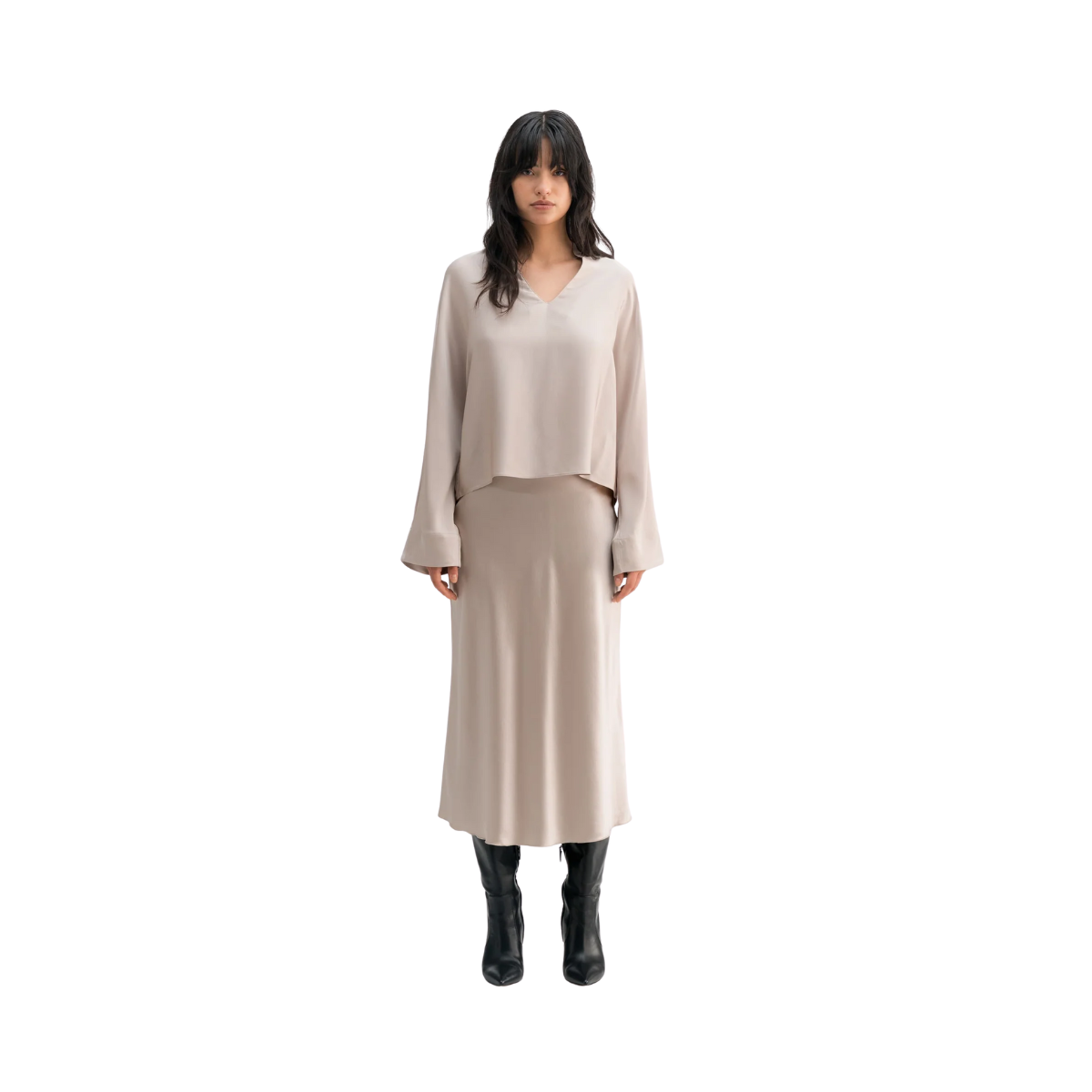 Hana satin skirt - Greige