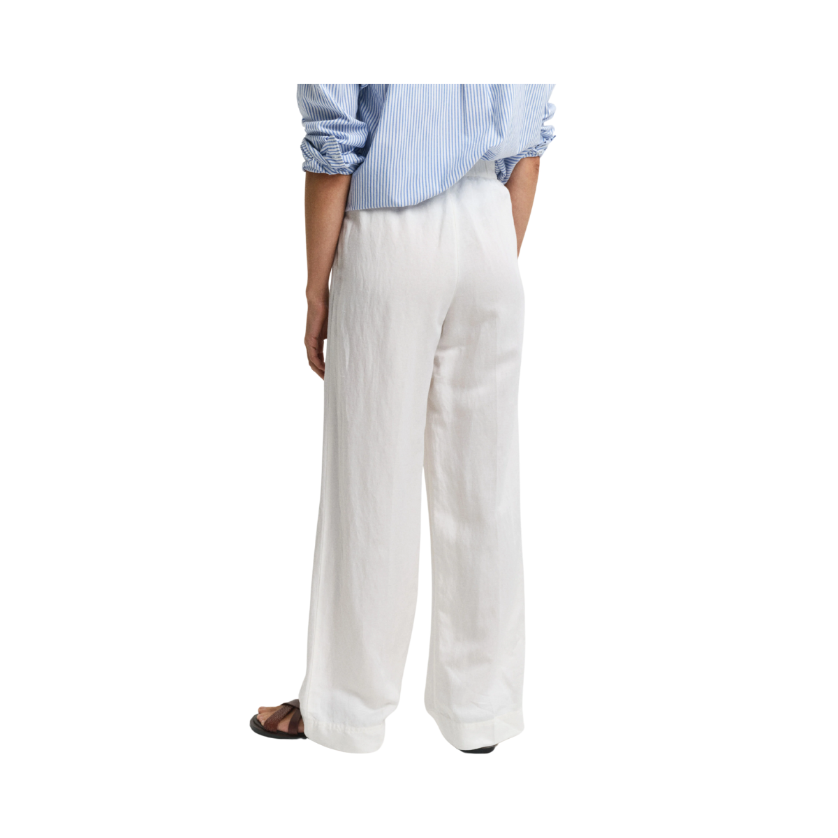 Linen Blend Pull On Pants - Eggshell