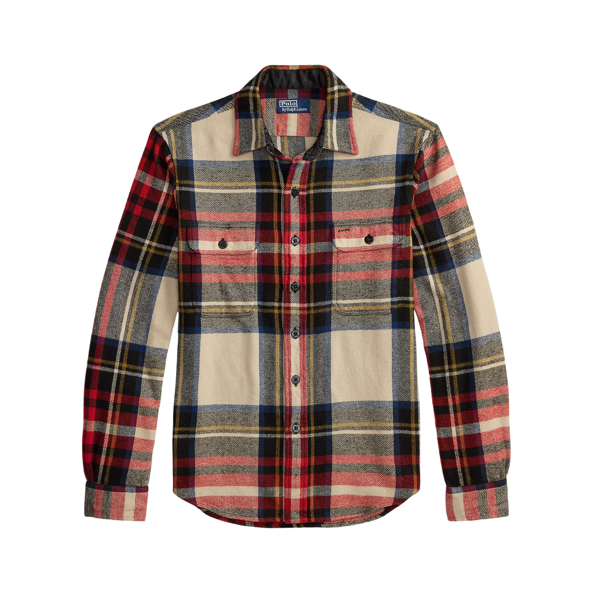Long Sleeve Sport Shirt - Cream Red Multi