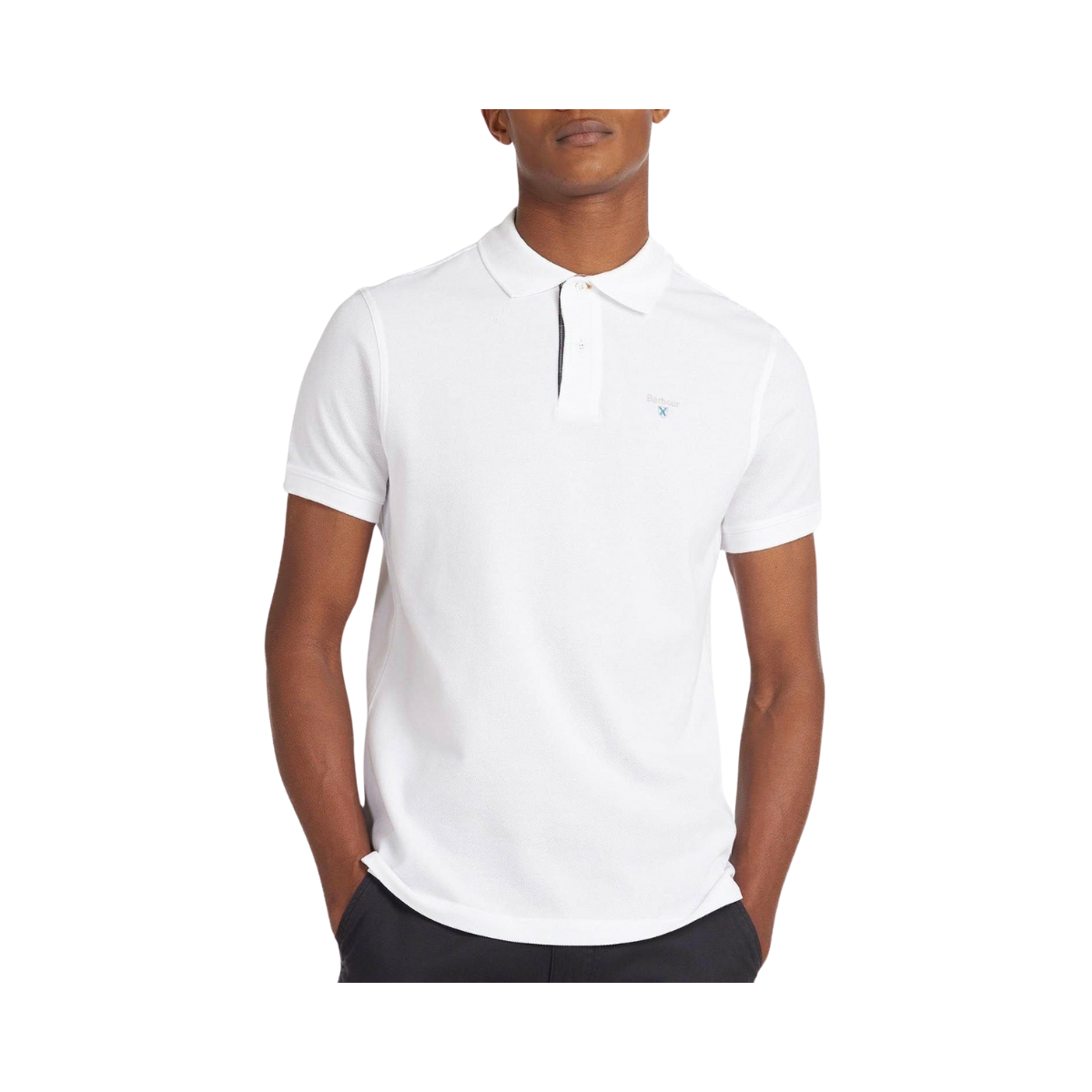 Tartan pique polo - White