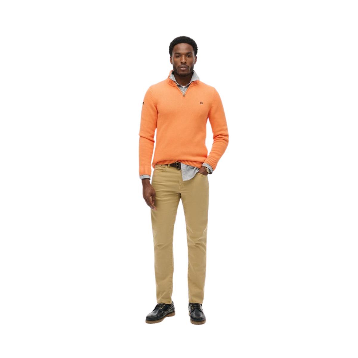 Cotton Half Zip Knit - Washed Tangerine