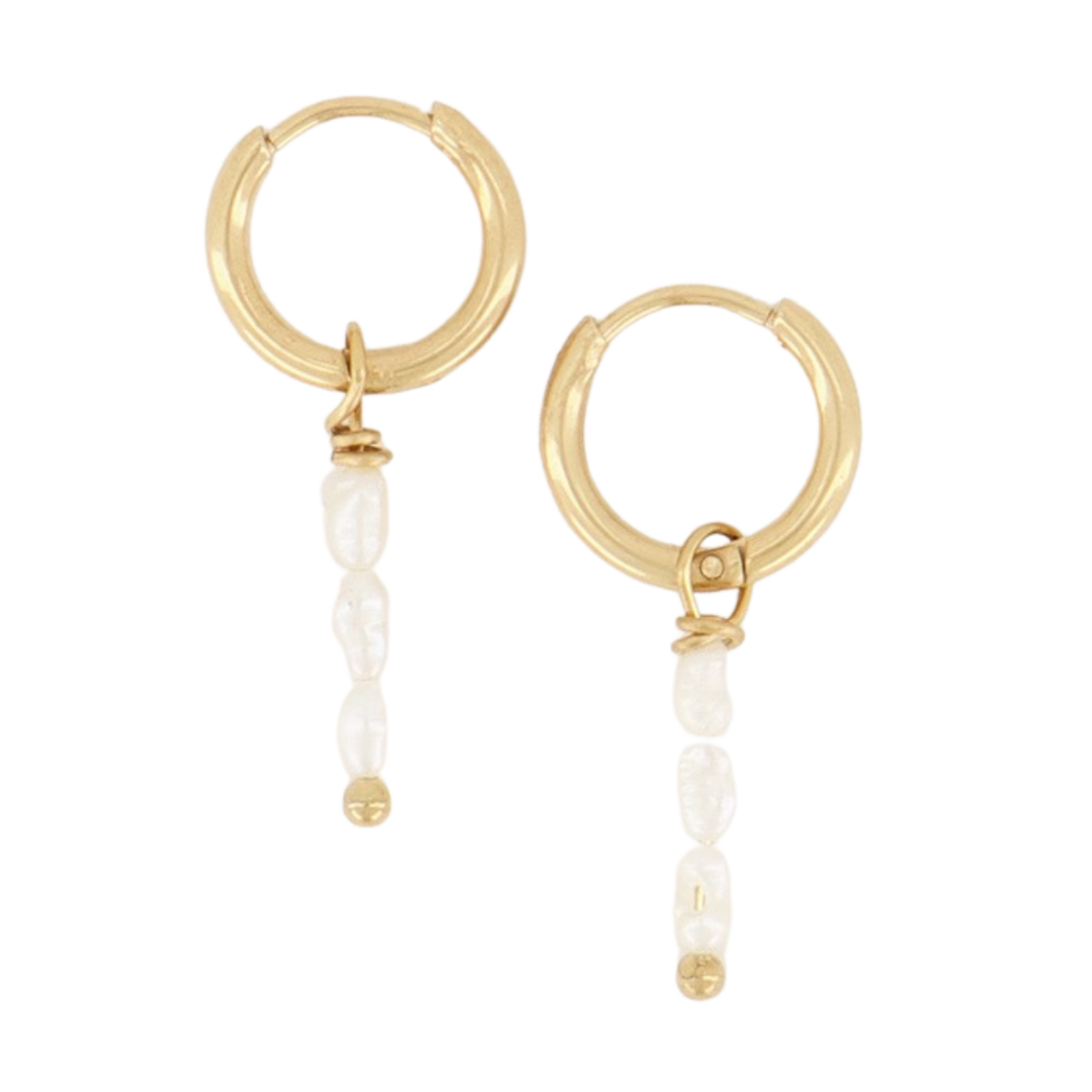 Oorbellen 3 parels - 1200 Gold