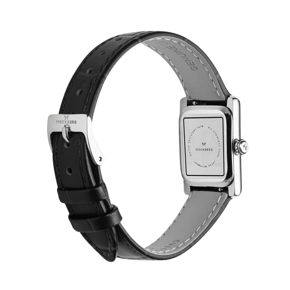 Timeless Black Leather Silver Watch - Silver