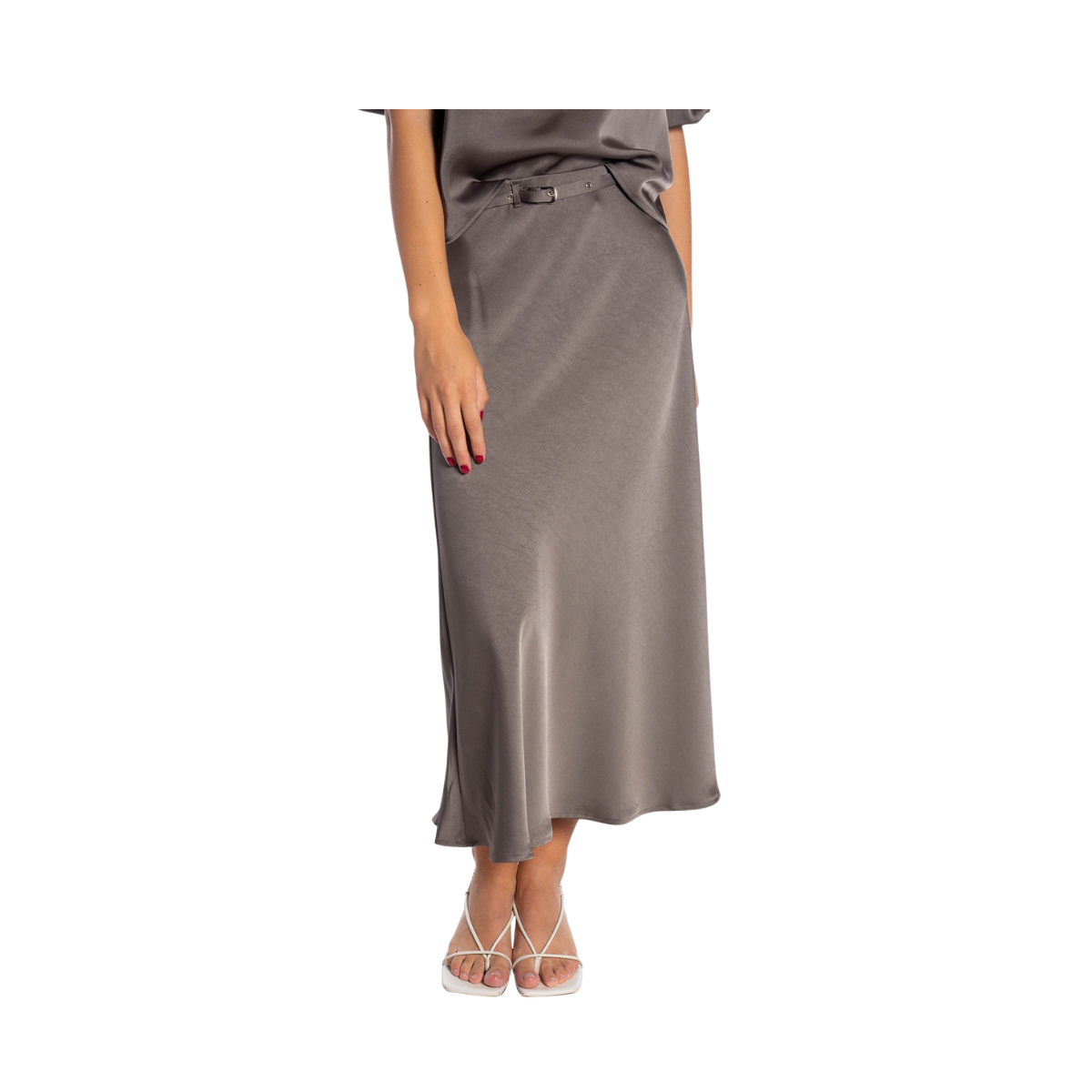 Innell Heavy Sateen Skirt - Warm Grey