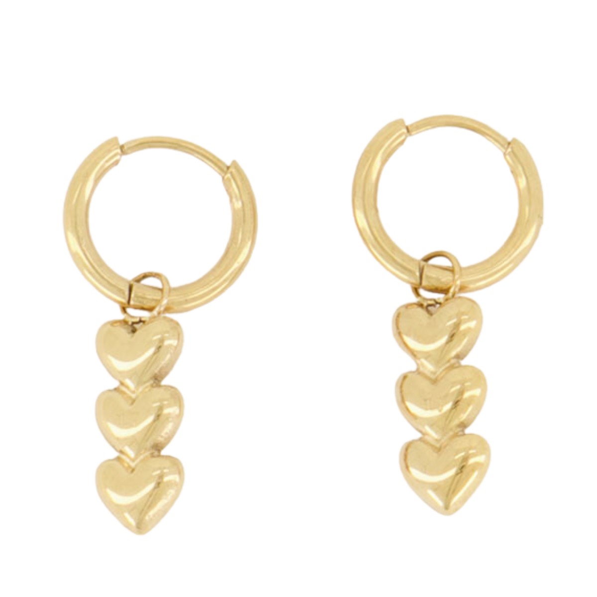 Earring Three Hearts - Gold