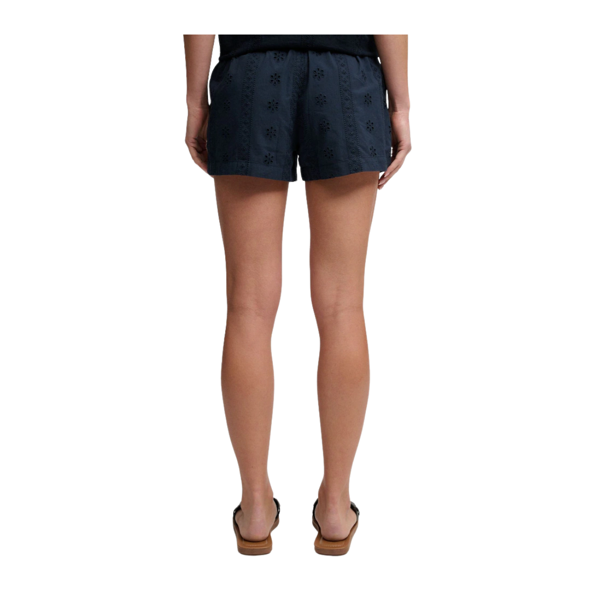 Cotton Broderie Beach Shorts - Eclipse Navy