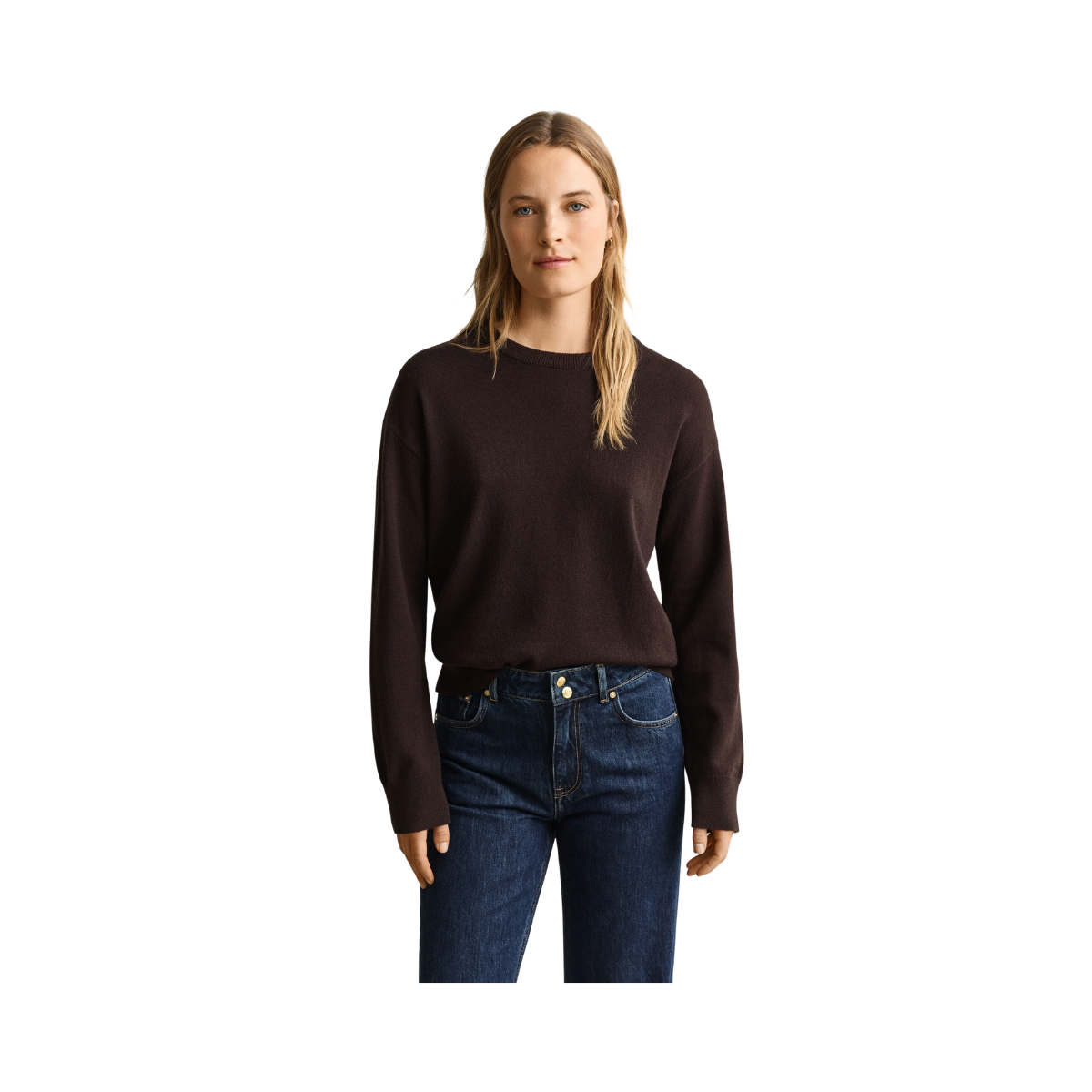 Superfine Lambswool C-Neck - Deep Brown