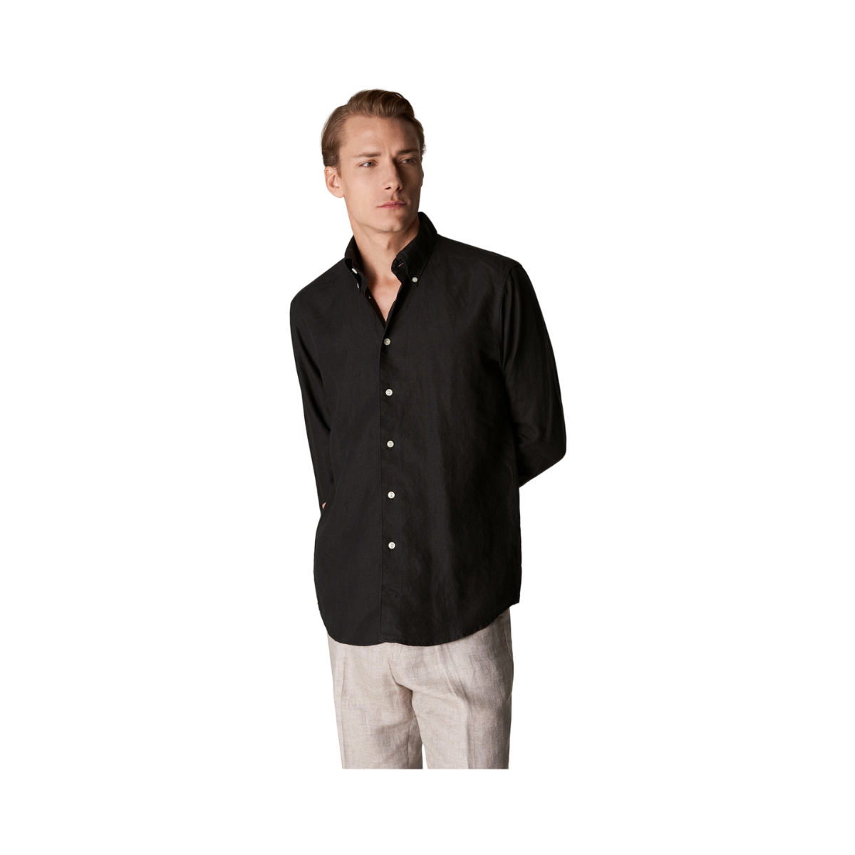 Linen poplin shirt - Black