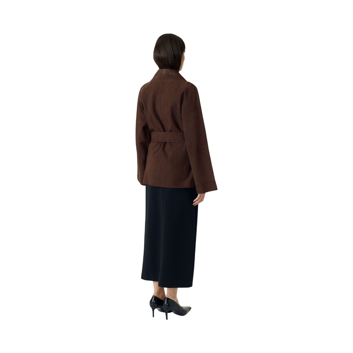 YASRuna Suede Kimono Jacket - Coffee Bean