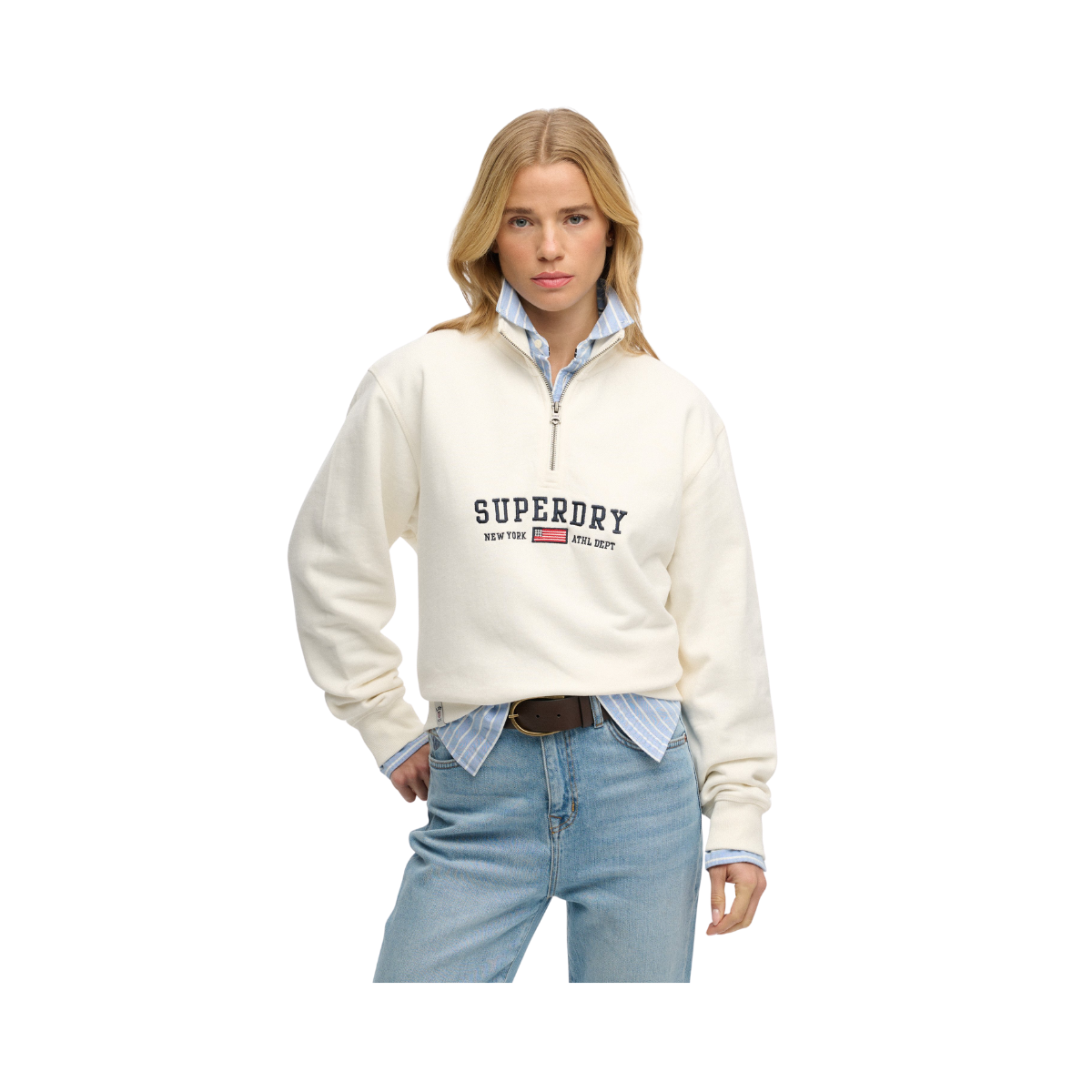 Ath Ess Graphic Half Zip - Desert Bone Off White
