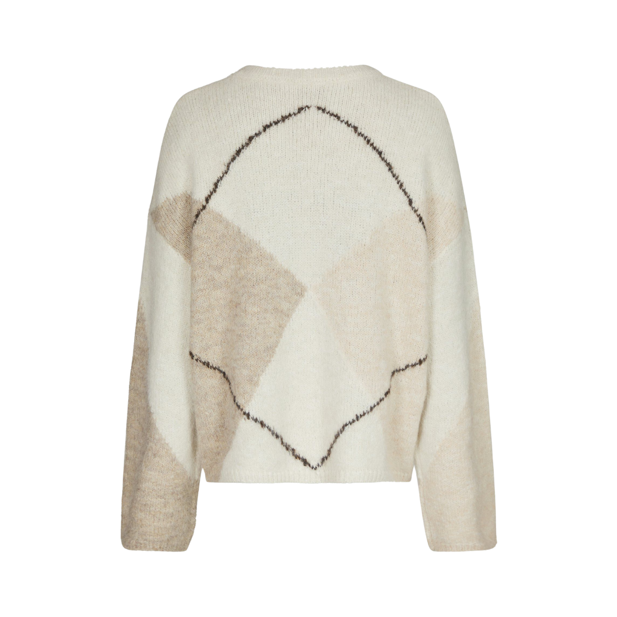 Inga Check Fluff Knit Blouse - Creme