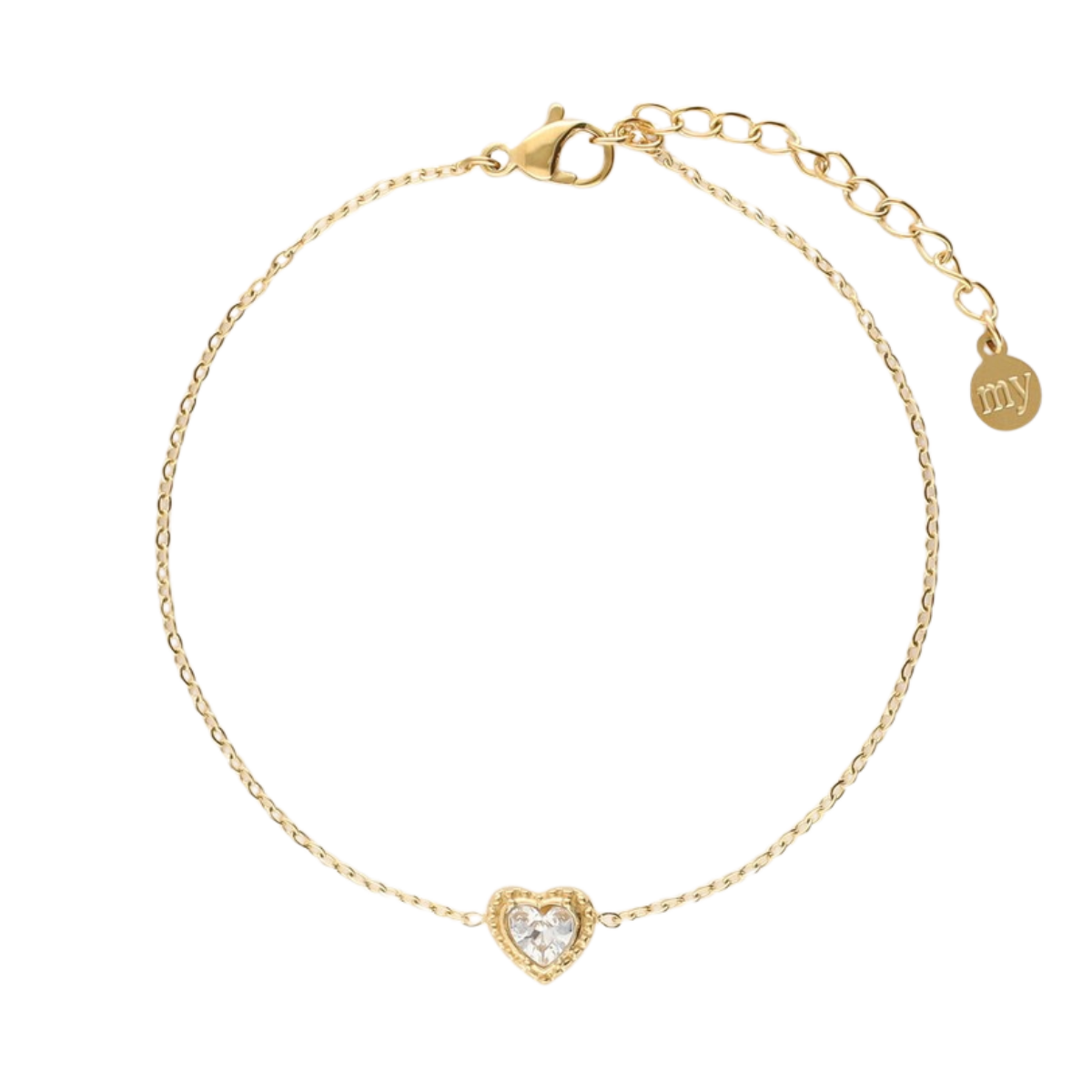 Armbandje strass hartje - 1200 Gold