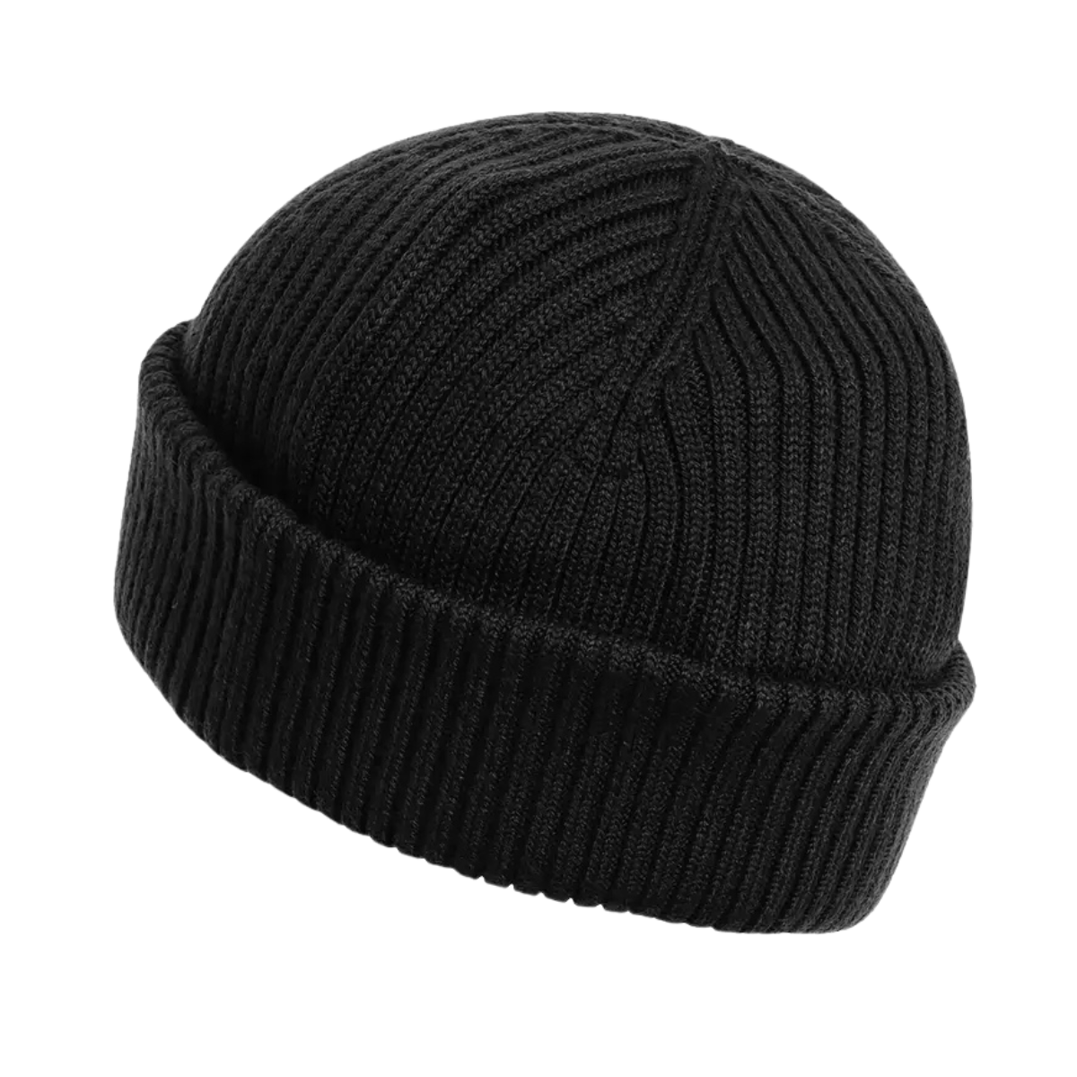 Rib Hat Knitted Beanie - Black