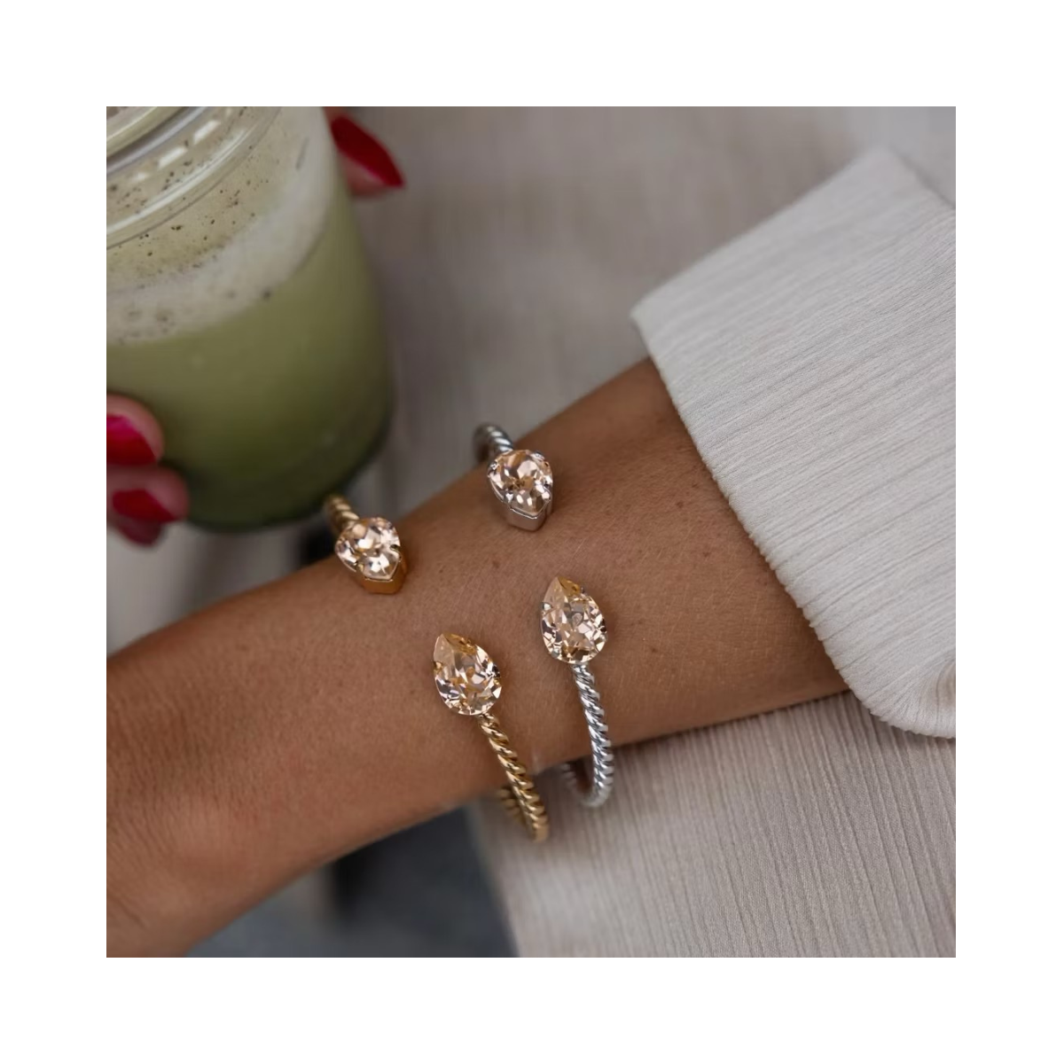 Mini Drop Bracelet Rhodium - Vintage Rose