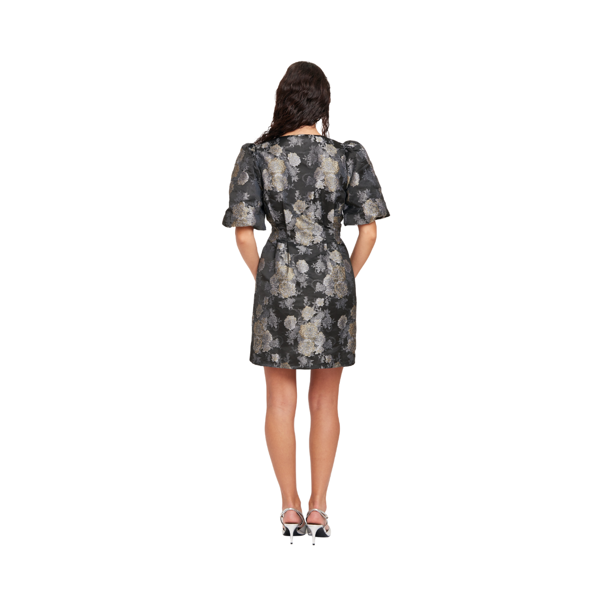 Rome By Night Dress - Silver Flower Print