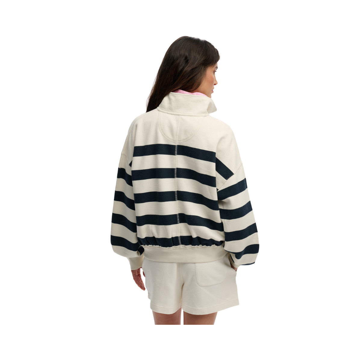 Studios Stripe Half Zip - Off White/Eclipse Navy