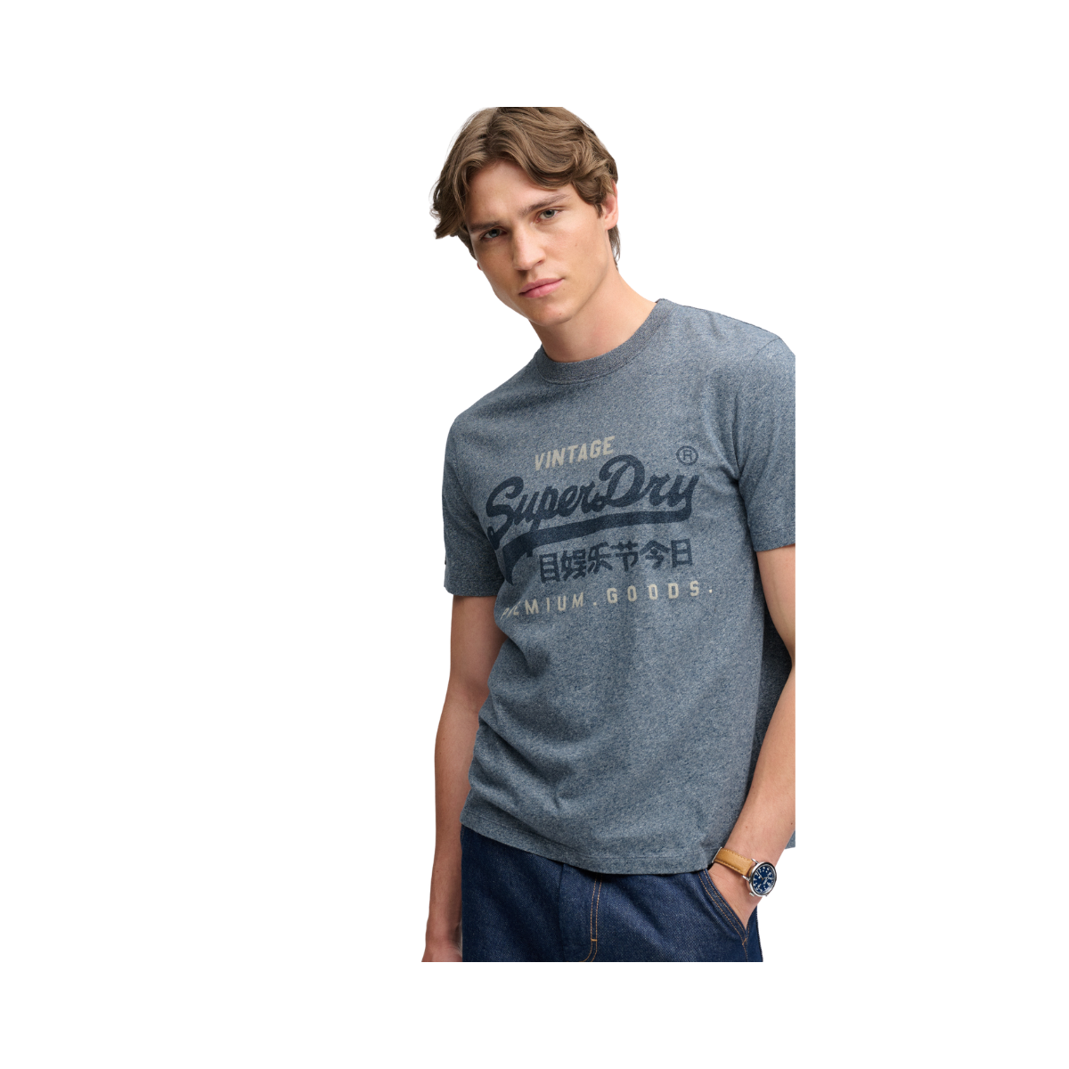 Vl Heritage Relaxed Tee - CLY Denim Blue Marl