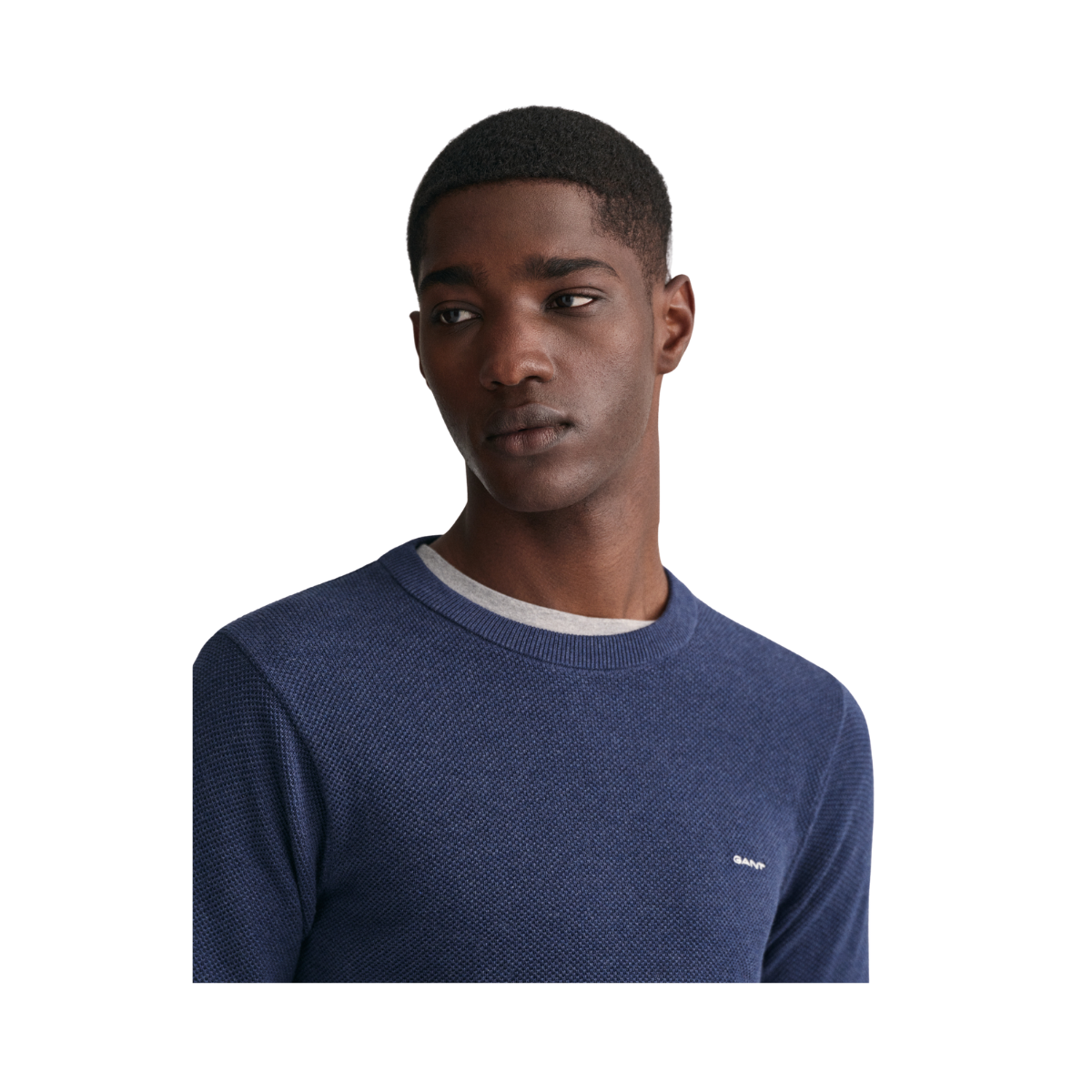 Cotton Pique C-Neck - Marine