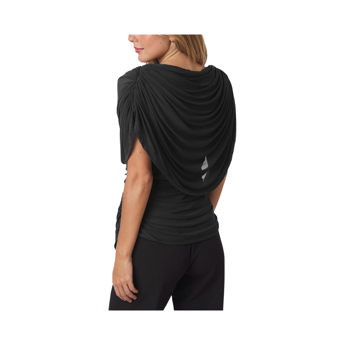 Cottuna Drapy Mesh Top - 100 Black