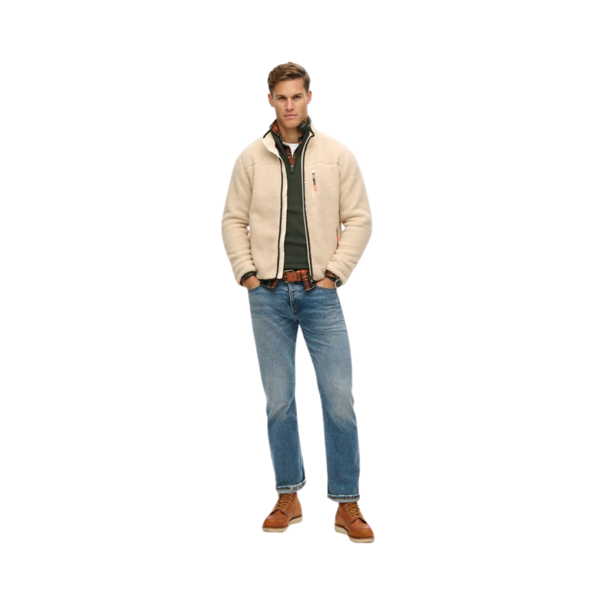 Outdoor Full Zip Fleece - 1LG Oatmeal Beige