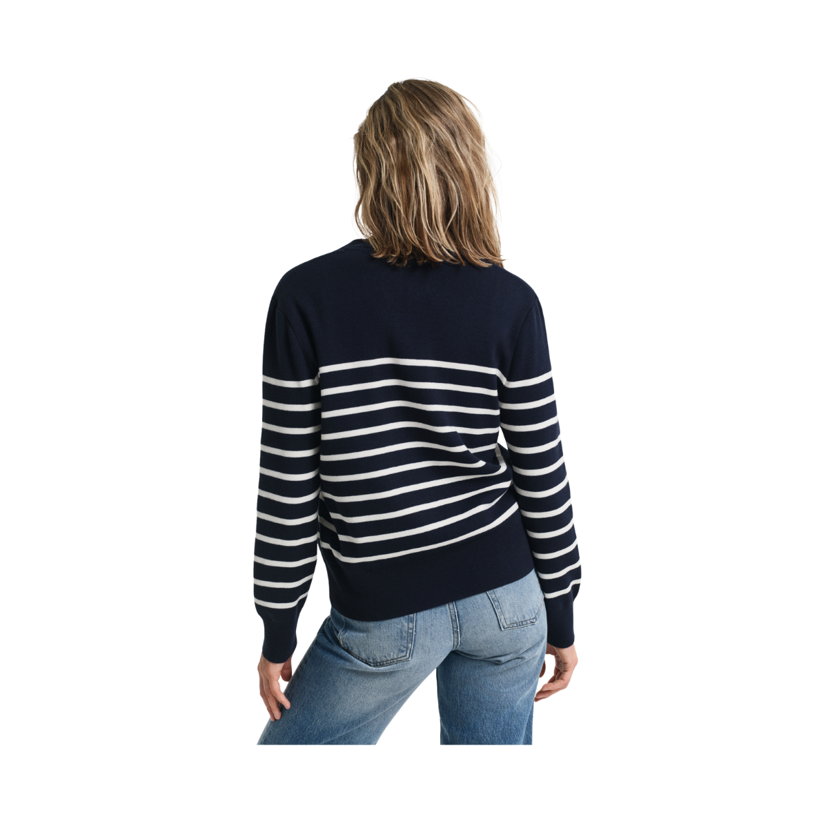 Striped Cotton Cardigan - 433 Evening Blue