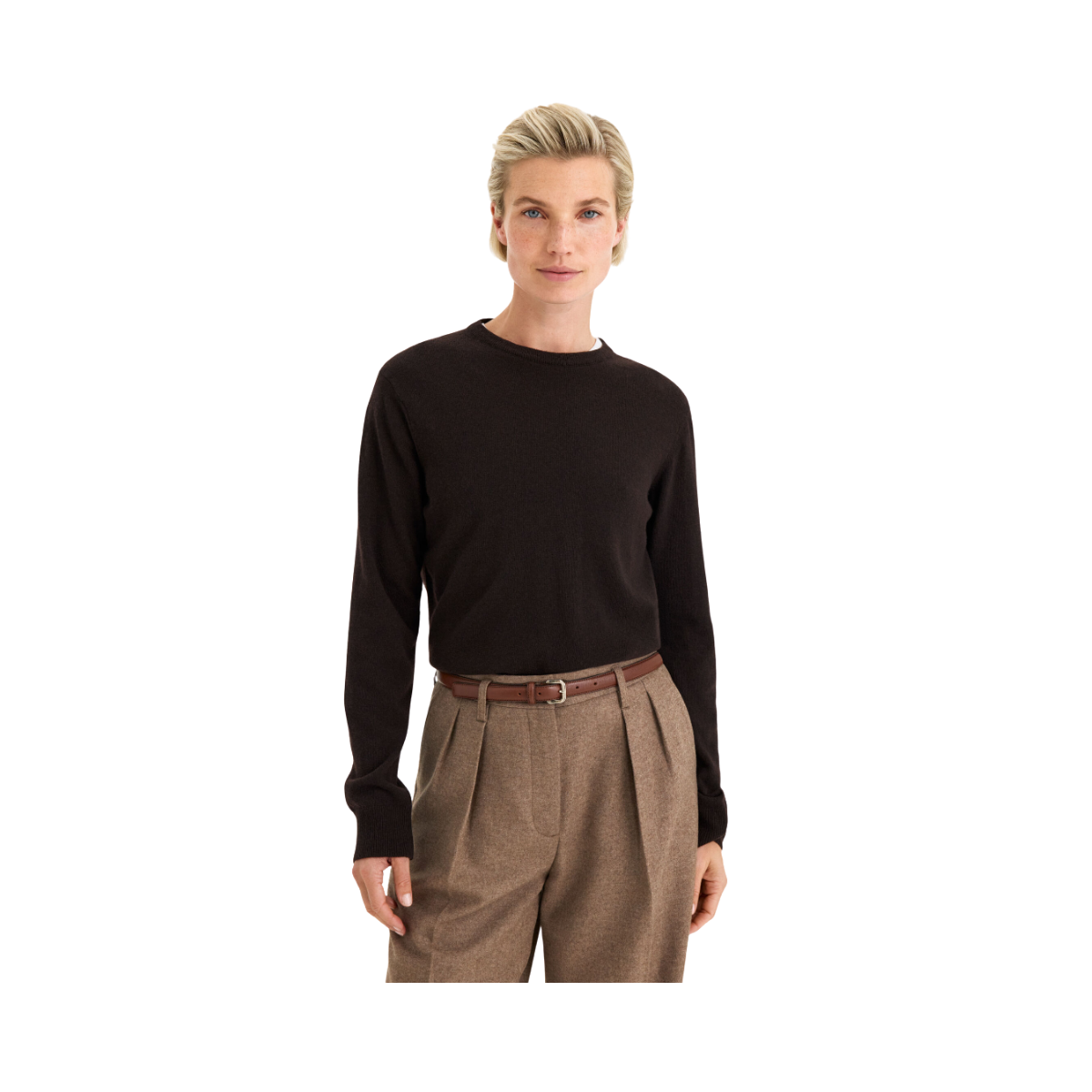 Soft Wool Crewneck Sweater - Dark Chocolate
