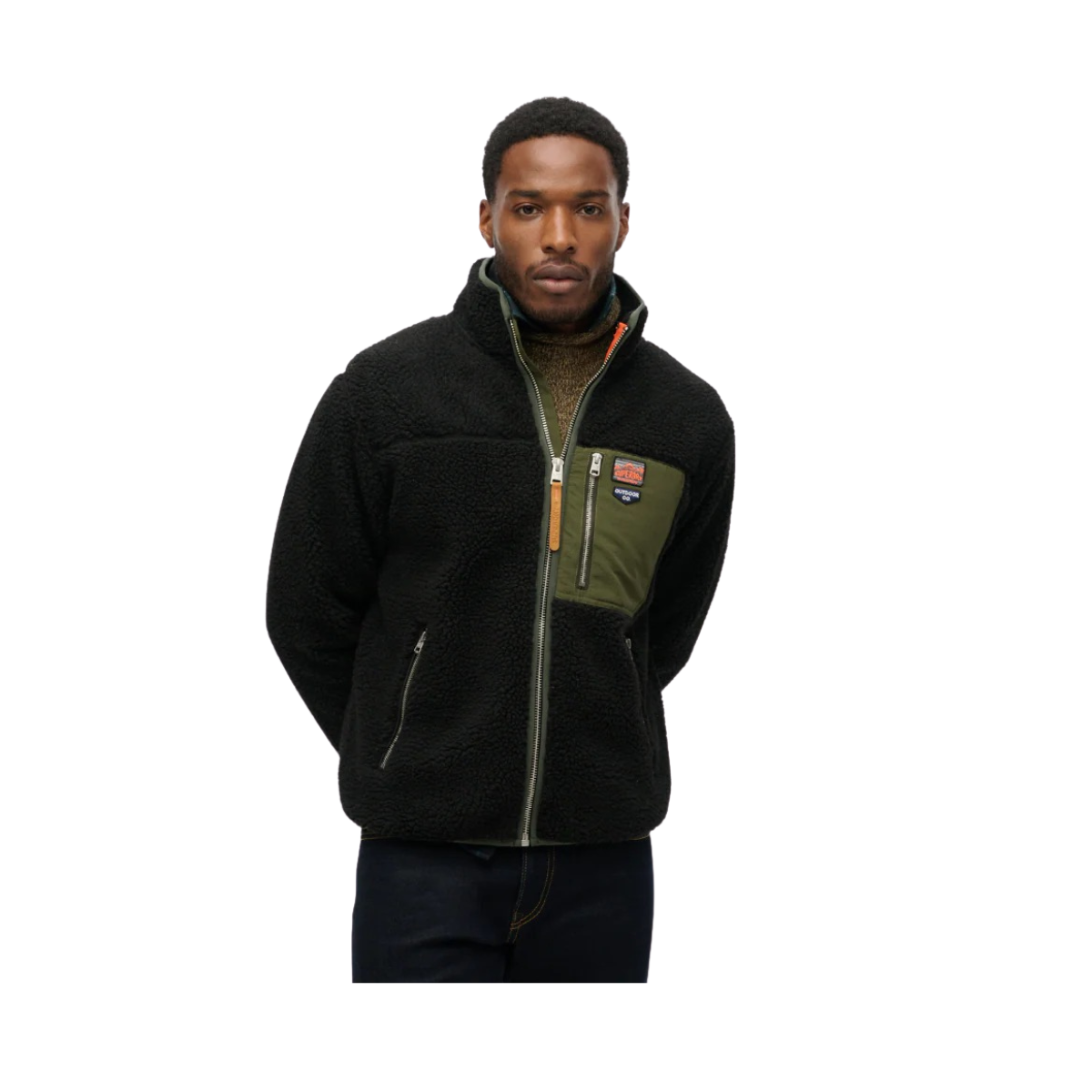 Vintage Retro Full Zip Fleece - 02a black