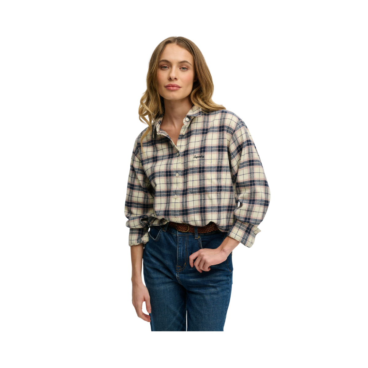 Check Flannel Relaxed Shirt - K1W Off White Mix Check