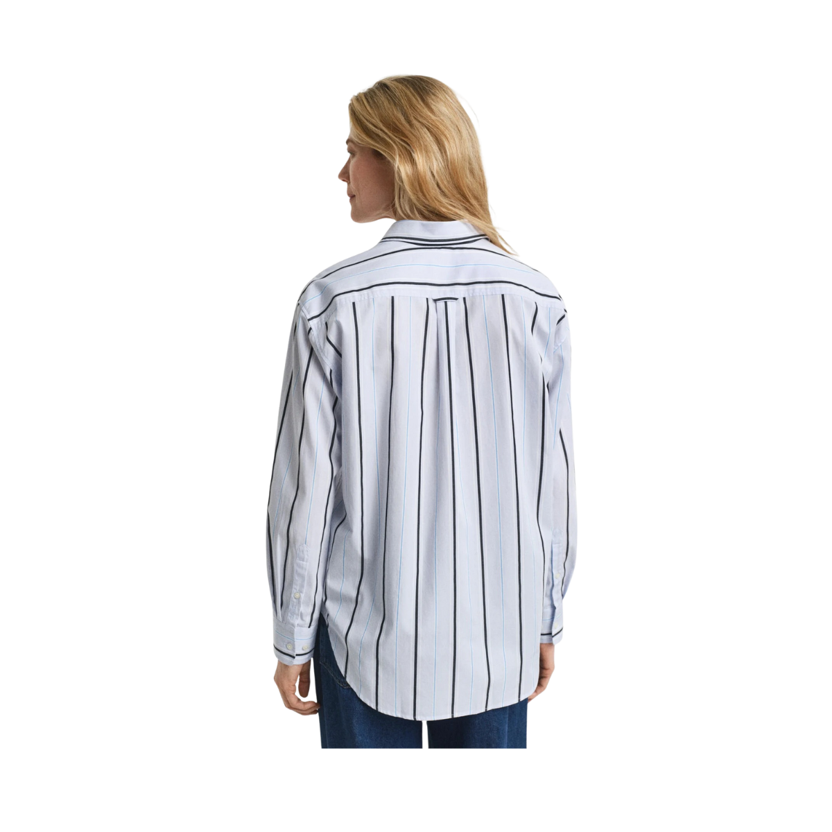 Relaxed Classic Poplin Striped Shirt - Light Blue