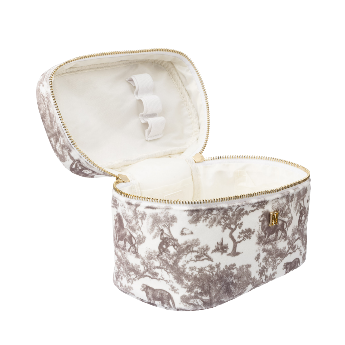 Velvet Vanity Bag Small - Warm Taupe Savannah Pattern