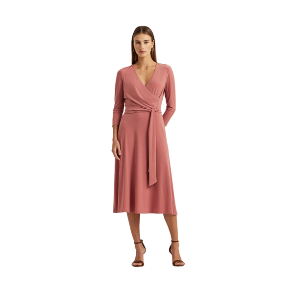 Carlyna 3/4 Sleeve Day Dress - Pink