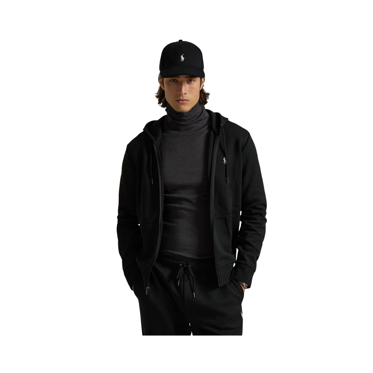 Double Knit Full-Zip Hoodie - Polo Black
