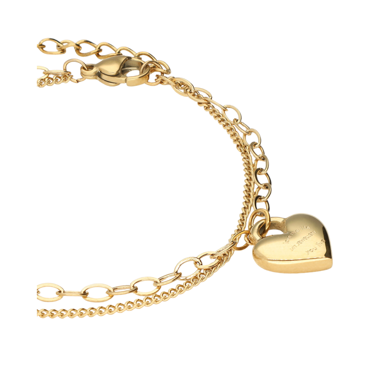 Bracelet chain & love life heart - Gold