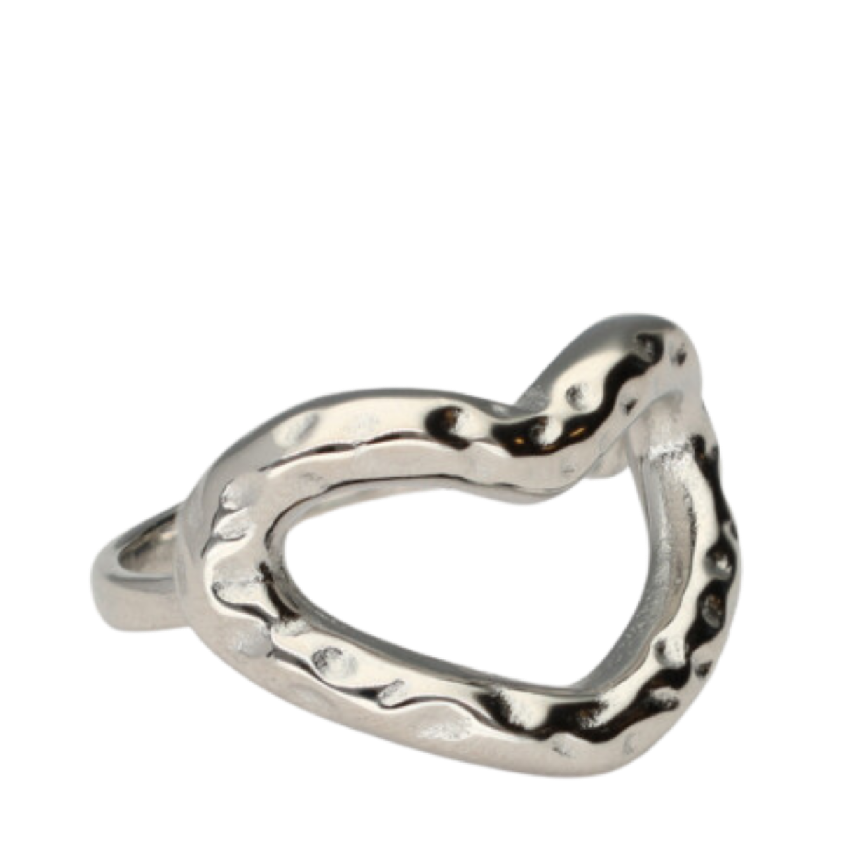 Ring Stmt Open Heart - Silver