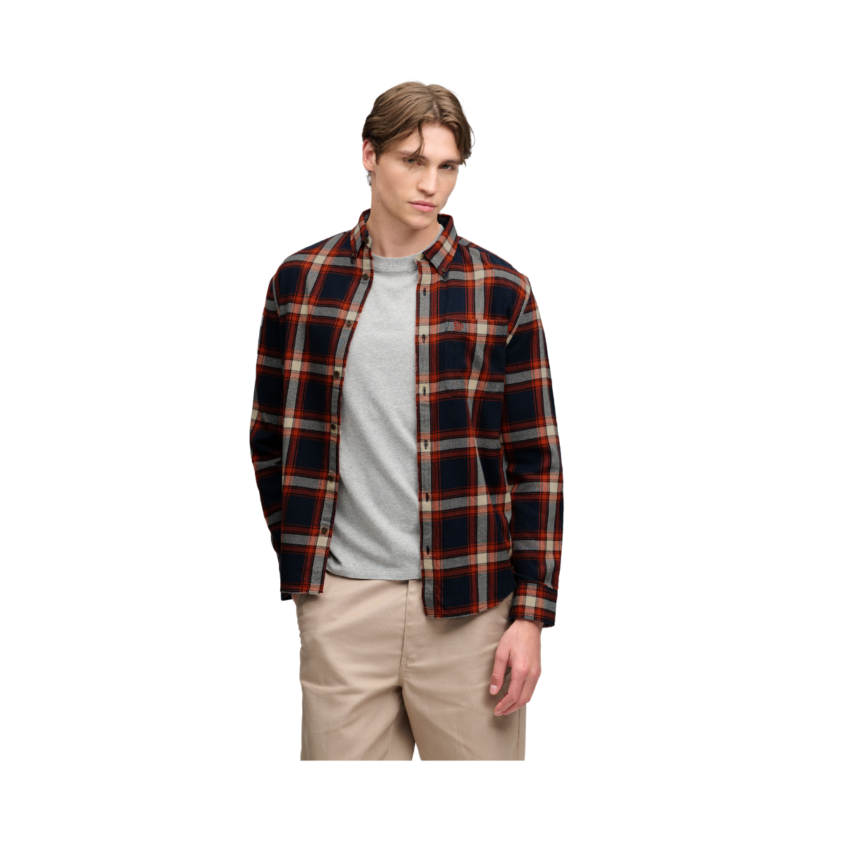 L/S Cotton Lumberjack Shirt - Worker Check Navy