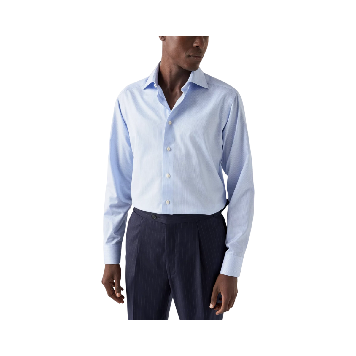 Fine Stripe Signature Twill Shirt - Light Blue