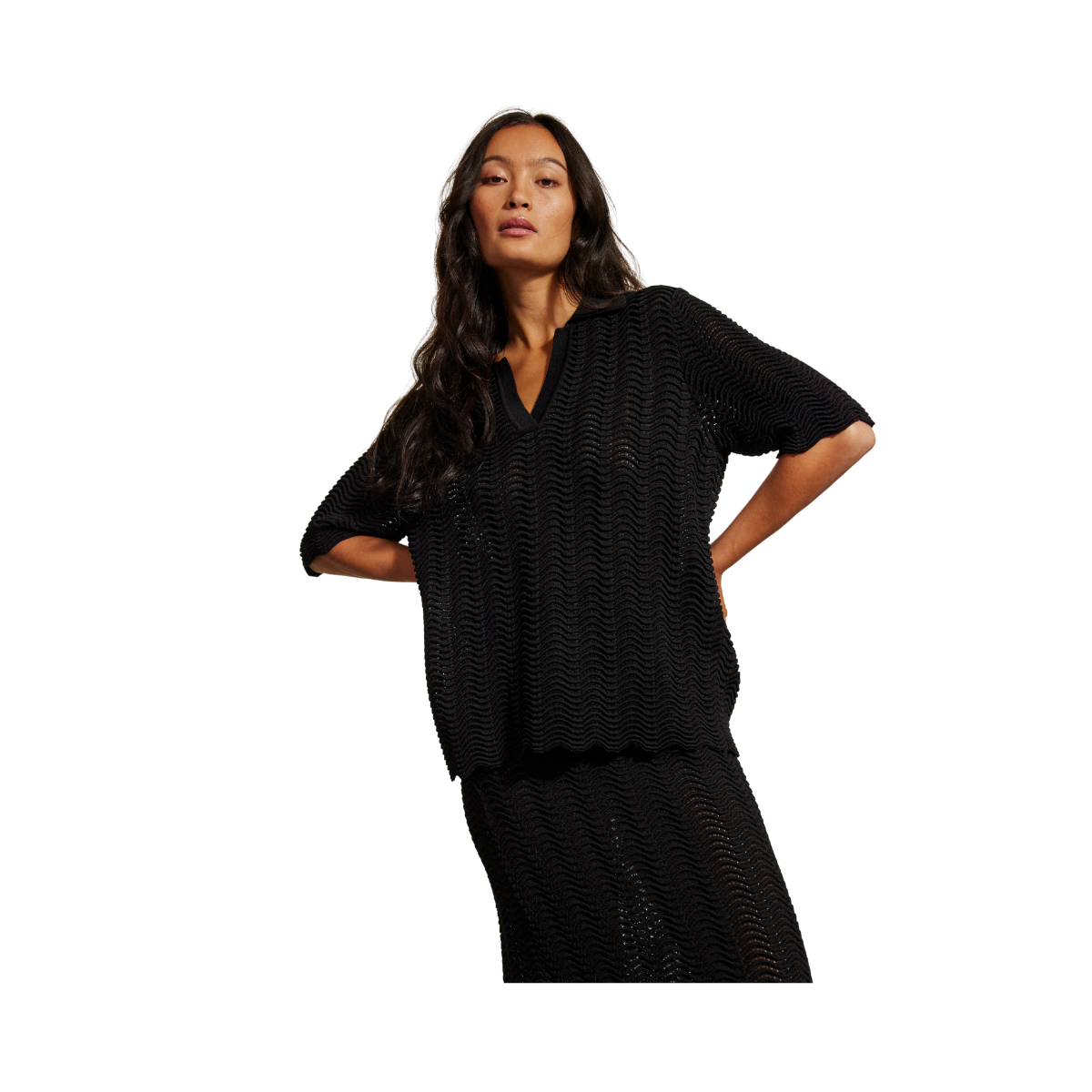 Lara Knit Top - Black On Black