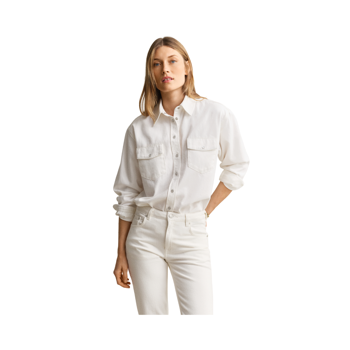 Rel Pocket Denim LS Shirt - Eggshell