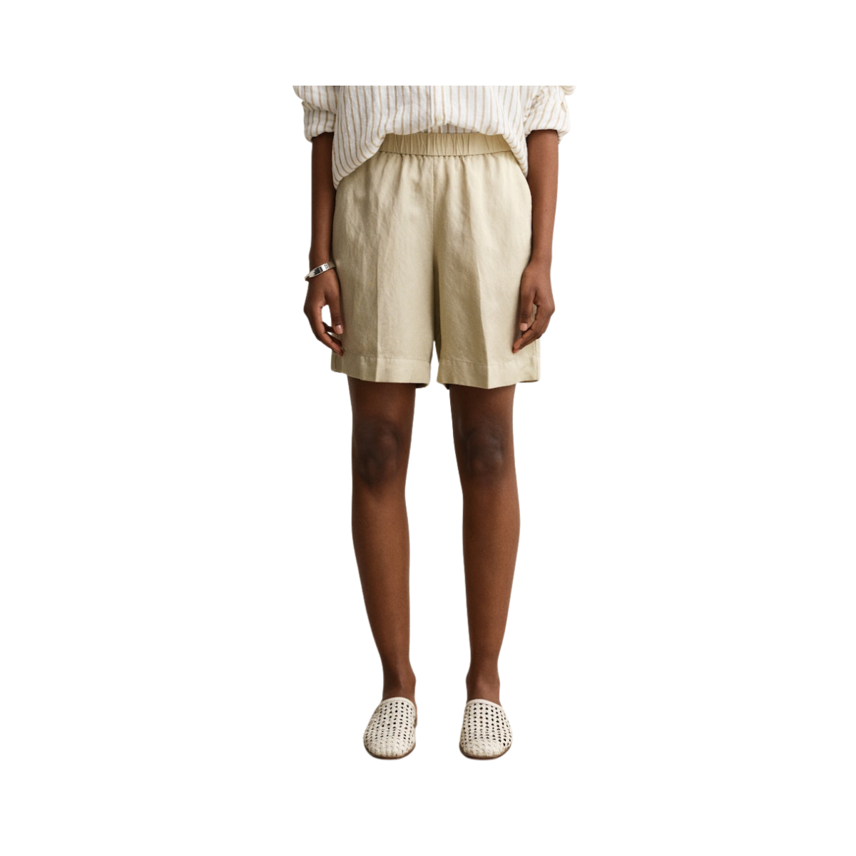 Linen Blend Pull On Shorts - 200 Oat Beige