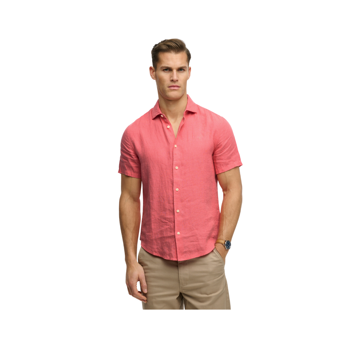Riviera S/S Linen Shirt - Coral