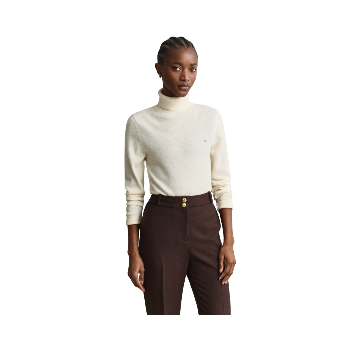 Wool Cotton Turtleneck - Cream